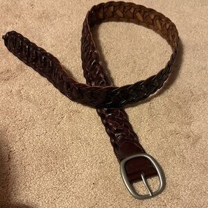 Braided Leather Belt - Brown